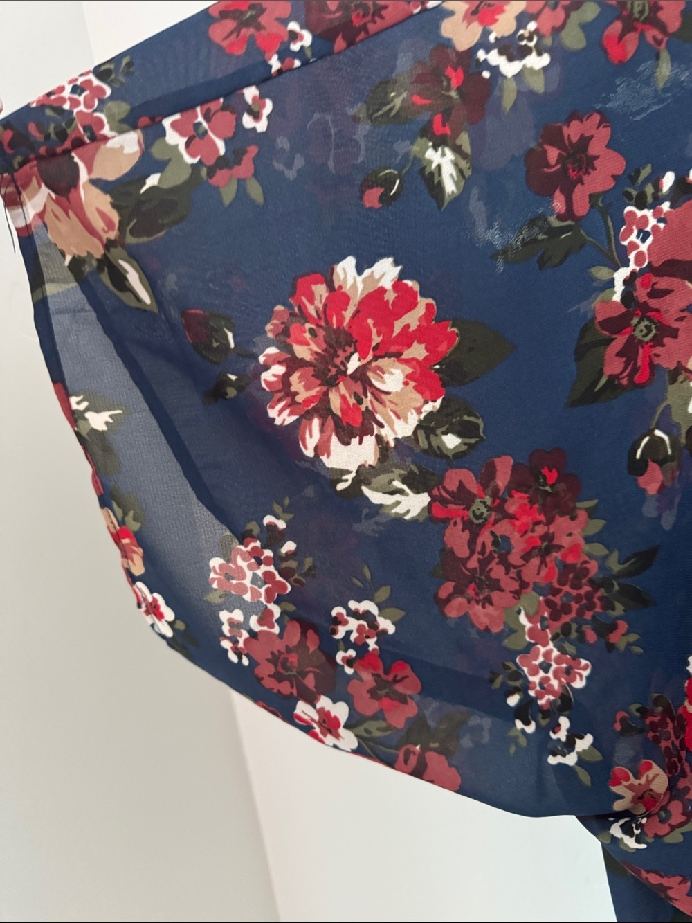 Speed Control Navy Red Floral Kimono Cardigan Plus Boho Open Front‎ Duster 1X - Picture 7 of 8